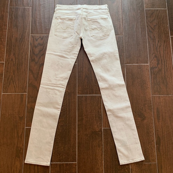 7 for all Mankind Cream Grey Distressed 32” LONG - Picture 6 of 8